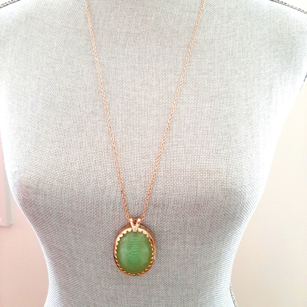 Vintage Oval Jade Necklace